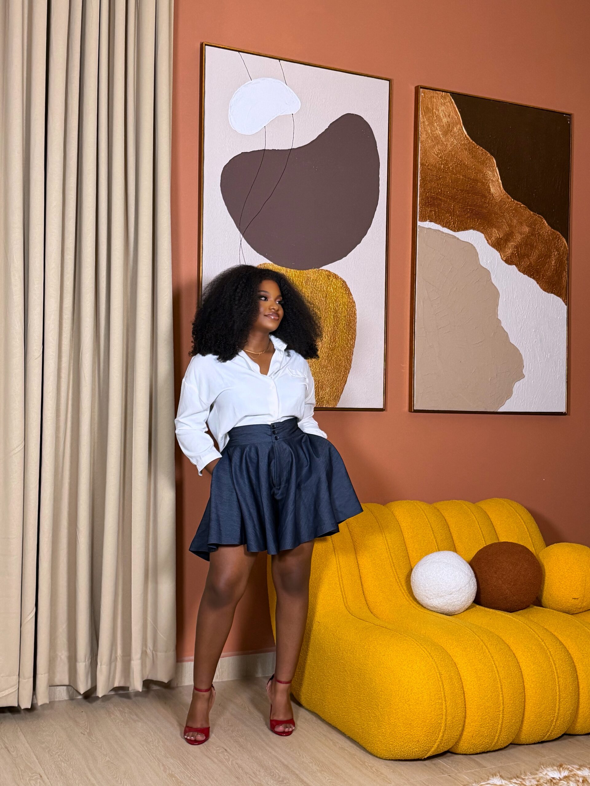 Zaya Denim Flare Shorts